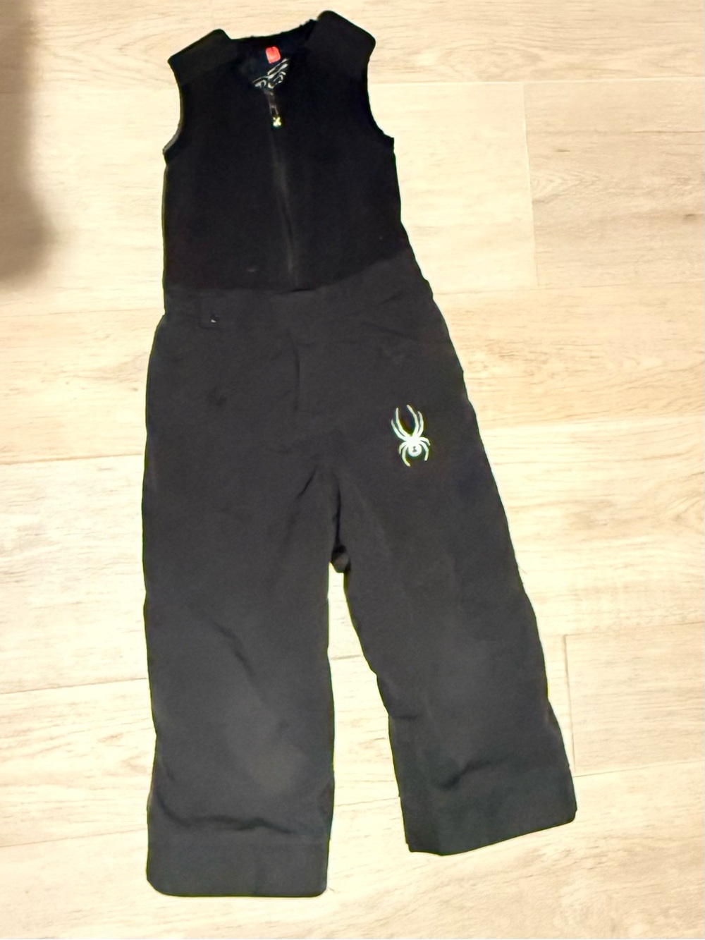 Spyder Kids Black Snow Overalls with Spider Logo